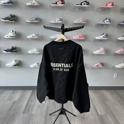 Fear of God Essentials Fleece Crewneck II 'Black' Size XL