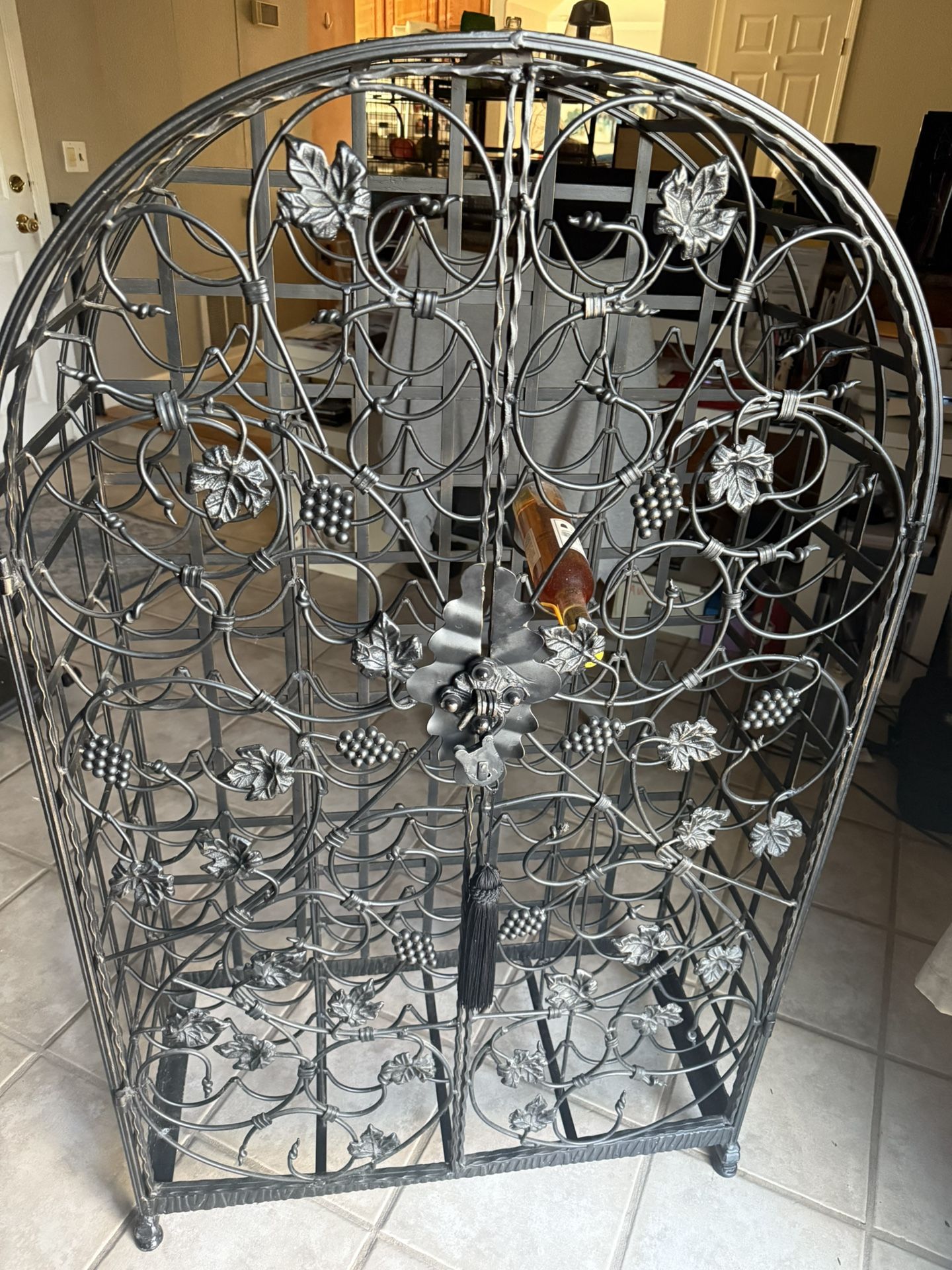 Unique Wrought Iron 65 Bottle Wine Rack
