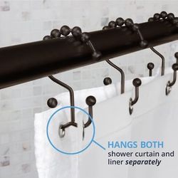Maytex Shower Curtain Hooks - Double Glide Decorative Hooks