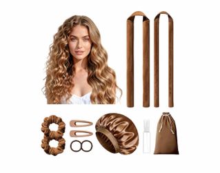 LitBear Heatless Curls Overnight, 2 Sizes of Soft Hair Rollers for Women with Bonnet to Sleep in, No Heat Hair Curlers Set with Scrunchies and Clips,