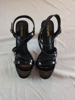 Black Patent Strappy Platform Heels