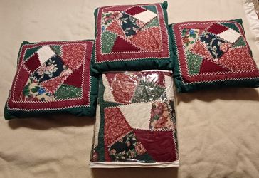 Quilted Throw & 3 Matching Pillows-Brand New w/Tags