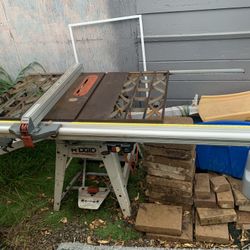 RIGID Table Saw With Slider Guide And Quick Caster Base 