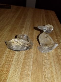 Vintage Pressed Glass Duck Figurines