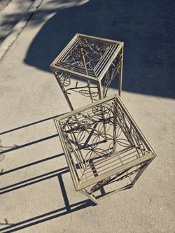 Pair Of Iron Or Metal Plant Stands Or Tables