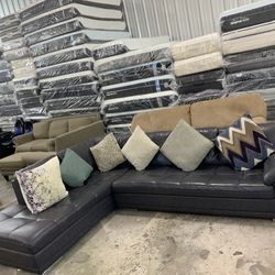 Leather sectional