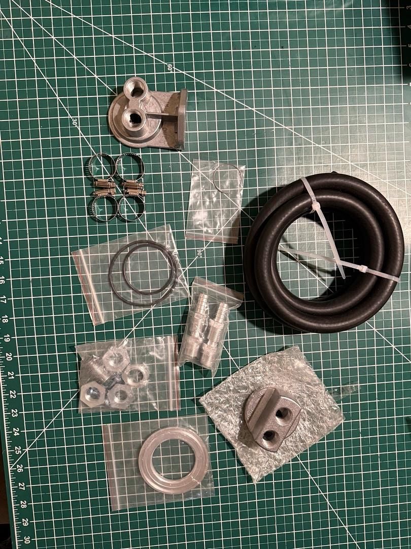 Universal Aluminum Oil Filter Relocation Adapter w/8 Ft 1/2 in. Hose