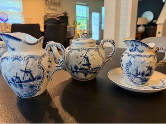 Delft Blue and White Ceramic Pottery Set