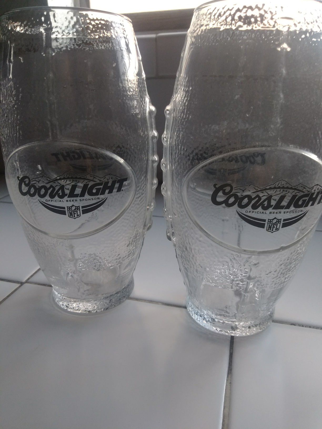 Coors Light Football Shaped Drinking Glasses