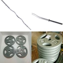 50lbs Of Plates And Curl Bar And 6ft Straight Bar  NEW