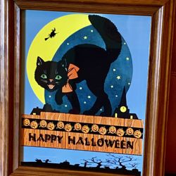 Framed Halloween Cat Print 
