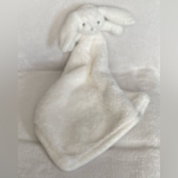 White Oeko-Tex Rabbit Plush Lovey Baby Security Blanket Embroidered