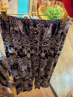 Purple Floral Elastic Waist Pants