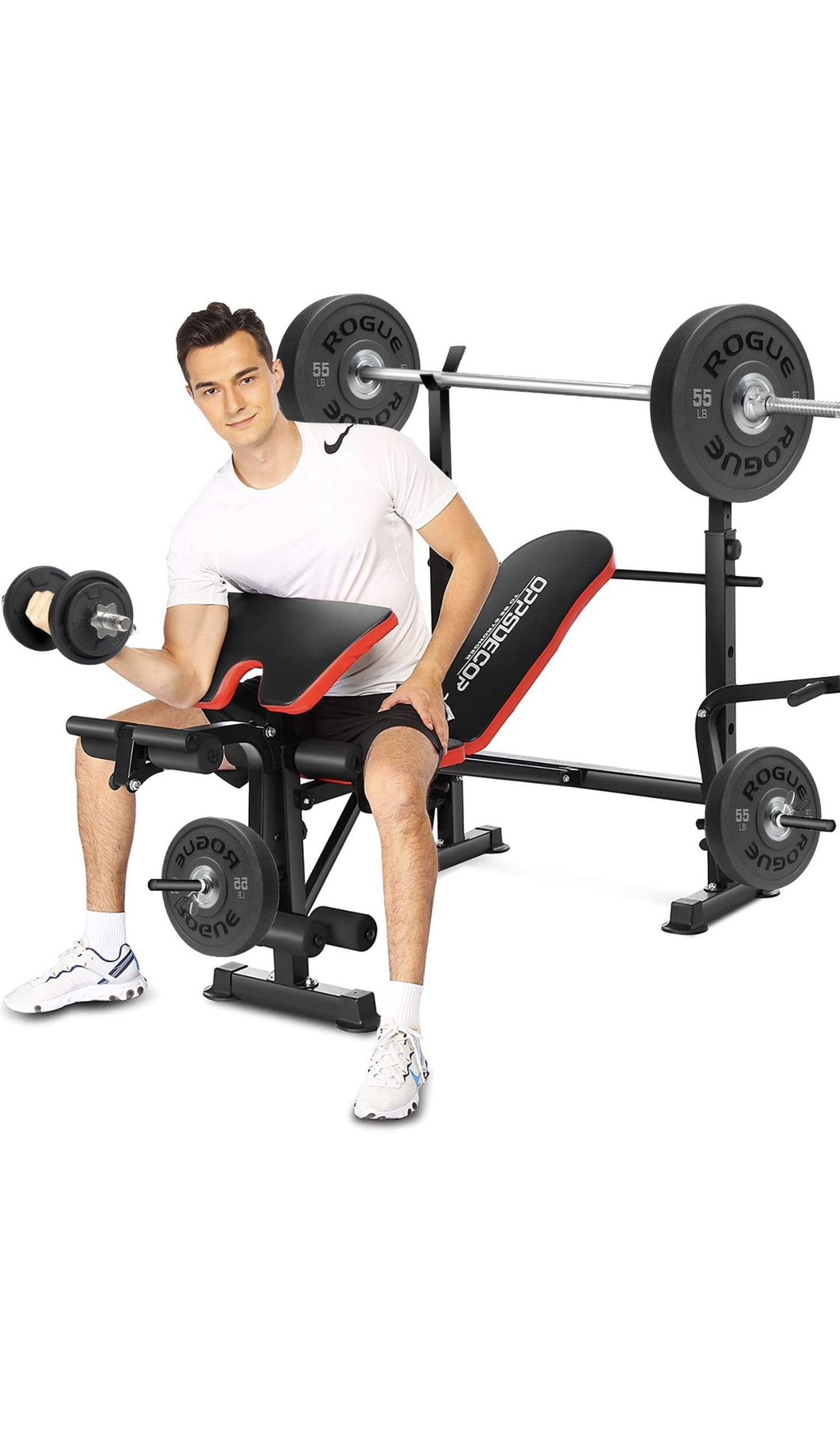 5-in-1 Adjustable Olympic Weight Bench (Fold Away)