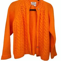Vintage Bright Orange Cardigan Button Down Sweater Women’s 