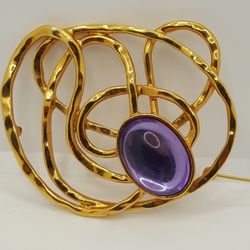 Vintage 14k Gold Plated Brooch,  3"inches long, Beautiful antique Brooch in excellent condition.#723
