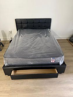 NEW BED FRAME FULL SIZE WITH MATTRESS AND BOX SPRING