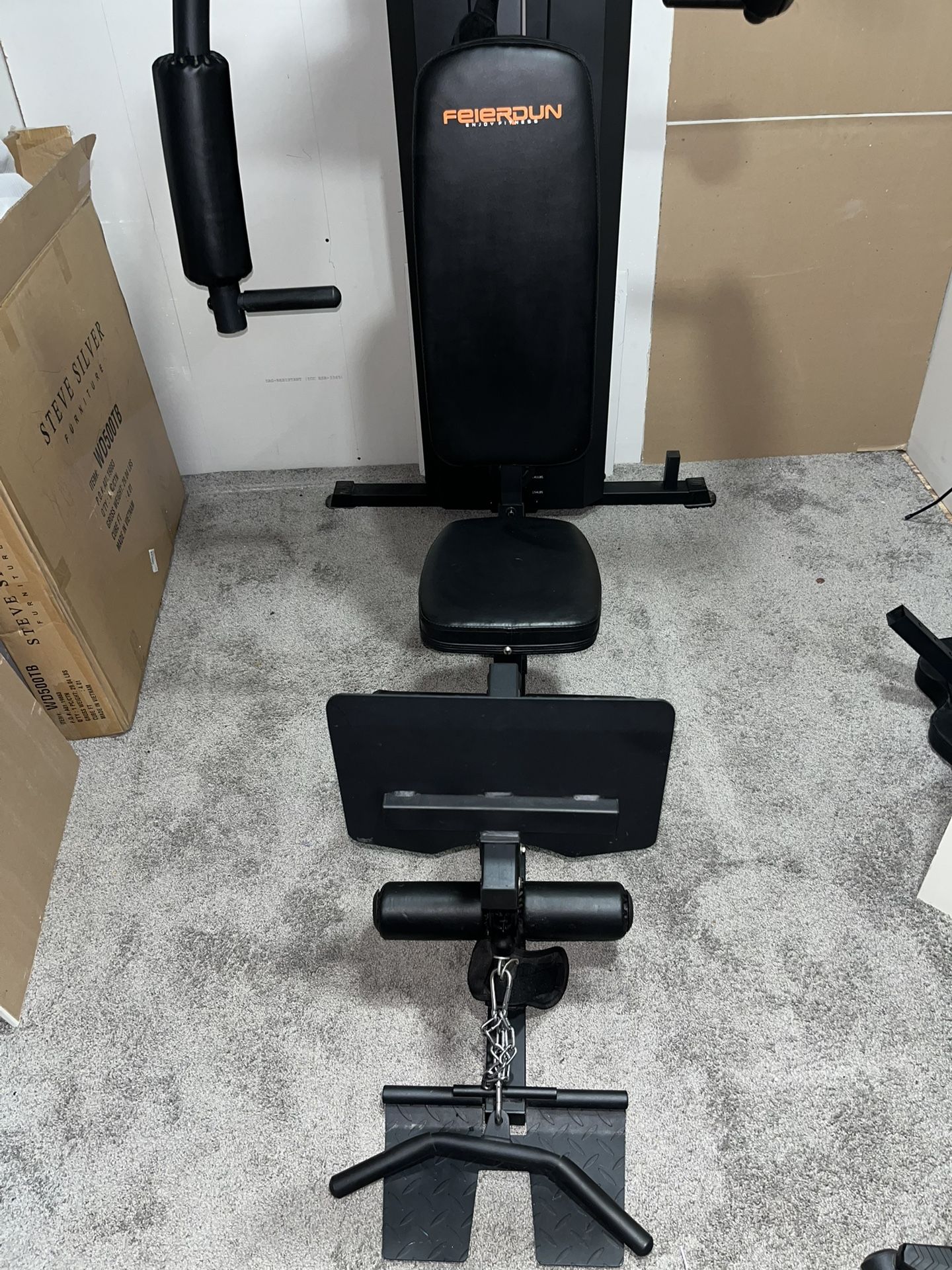 Feierdun multi-functional home gym with 154LBS Weight Stack, Multi Exercise Equipment with Leg Press