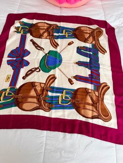 Longchamp Silk Scarf with Equestrian Design
