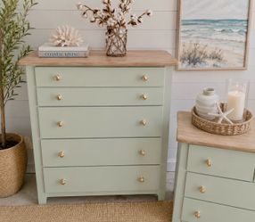 GORGEOUS Coastal Farm House CHIC Sage Wooden Dresser BOHO ✨