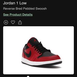 Jordan 1 Low Reverse Bred Pebbled Swoosh