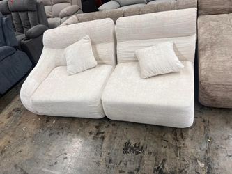 72” Chenille Modular Loveseat Sofa with 2 Pillows and No Assembly Required - Beige
