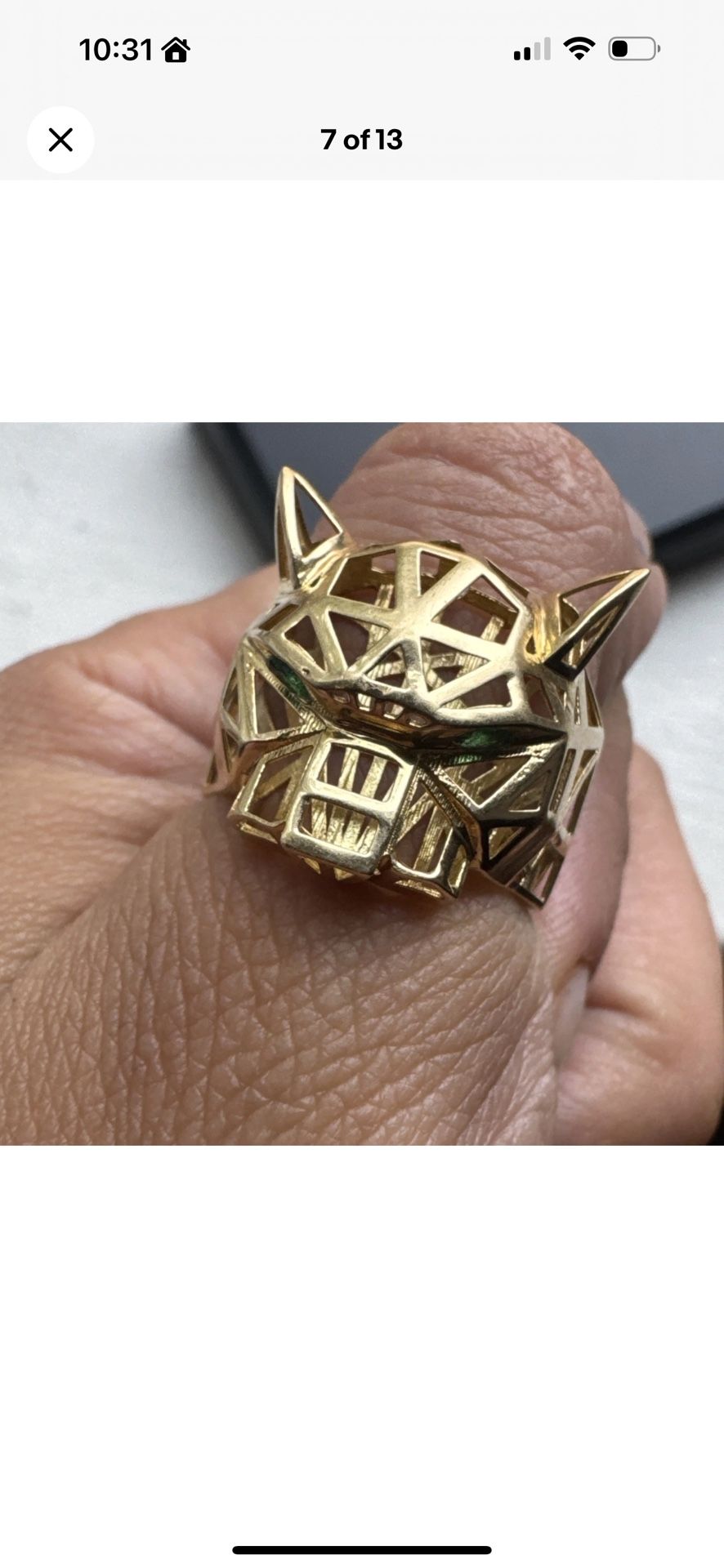 18k Real Solid Gold Panther Ring ( 5.24g)