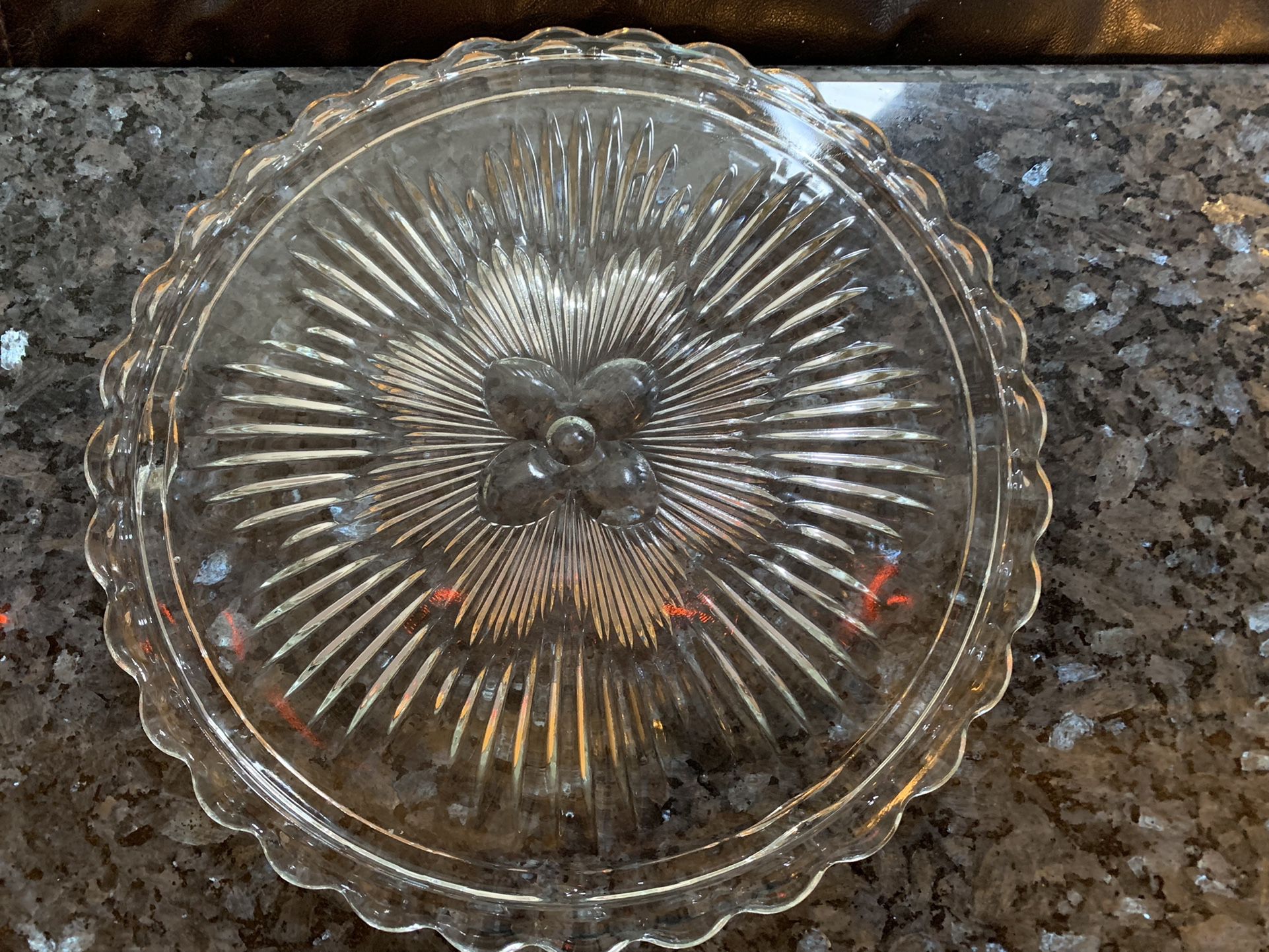 Vintage Glass Clear Cake Plate