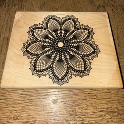 Stampin Up HELLO, DOILY  - Retired Rubber Stamp Large Stamp 122847 Used Mounted   The product is a retired Stampin' Up! rubber stamp featuring a large