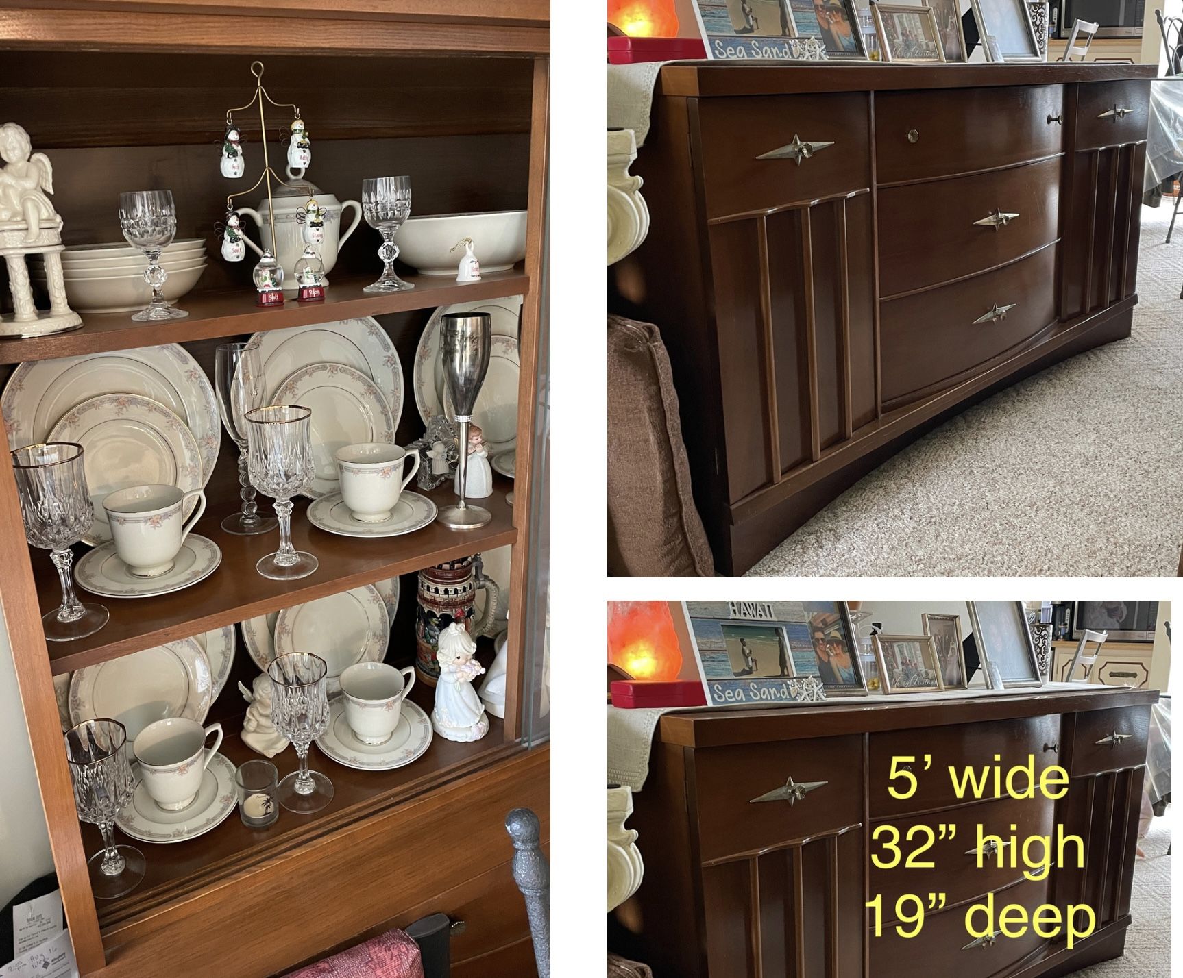 China Cabinet & Buffet with Sango Regency Collection Fine Ivory China Forever, #1026 service for 8