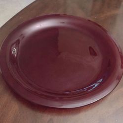 Red Glass Serving Platter, 14" On Diameter