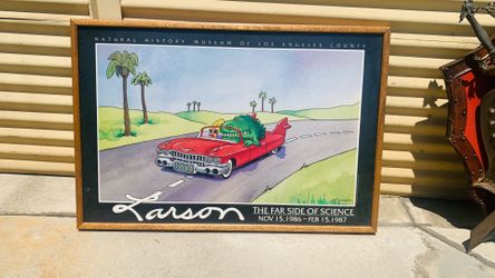 Vintage 1986 Gary Larson The Far Side of Science Framed Poster