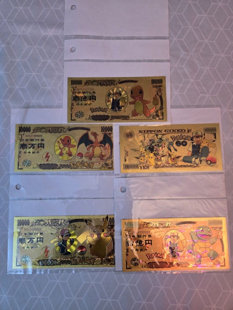 24k Gold Plated Chamander Evolutions Pokemon Banknote