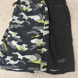 Like New 2 Pair Kids Eddie Bauer Swim Shorts- Size M (10/12)