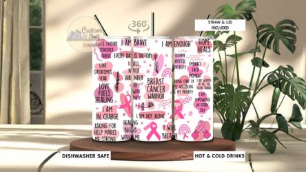 Breast Cancer Warrior 20 Oz Stainless Steel Tumbler (READ DESCRIPTION)