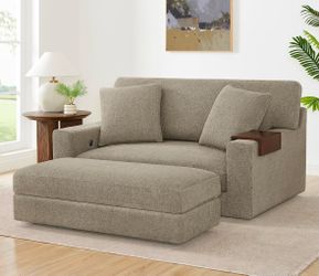 Thomasville Gilroy Fabric Oversized Storage Chair & Storage Ottoman