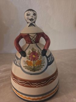 Vintage Mave Talavera Spanish Pottery Lady Bell