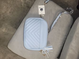 Fashion Puzzle Light Blue Quilted Crossbody Bag