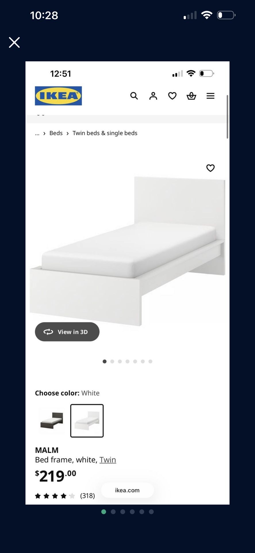 2x IKEA Twin MALM Bed frames w/ Posts