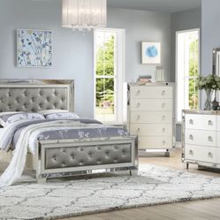 Queen Size Bed  With mirror Dresser & Night Stands 