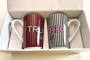 Trussardi Large Ceramic Mugs Cups Set of 2 Brand New