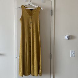 Lu NYC, Ribbed Sleeveless Slip Summer dress, Size Medium, Mustard Yellow