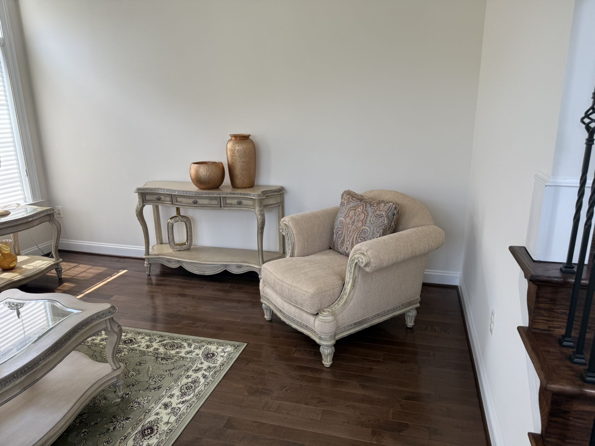Elegant French Provincial Living Room Set - Sofa + Chaise + Tables + Rug - Leesburg VA - $2,500 OBO