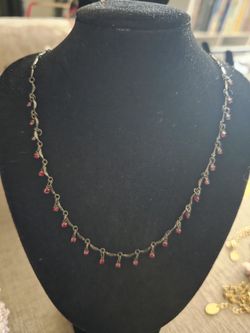 Vintage Black Necklace With SAPPHIRE LAB CREATED  DIAMONDS