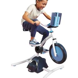 Little Tikes Pelican Explore & Fit Cycle Adjustable Play Fitness Exercise Equipment Stationary Bike with Videos and Built-in Bluetooth Speaker, For Ki