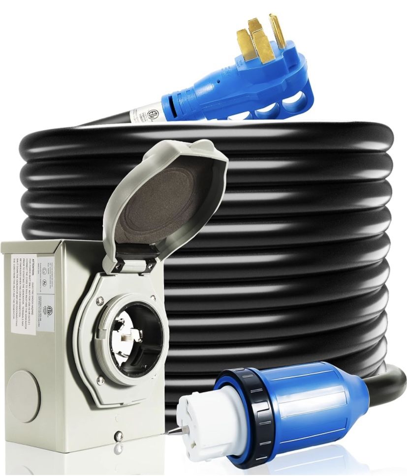 50 Amp Generator Cord and Power Inlet Box, 15FT Generator Cords 50 Amp,125V/250V
