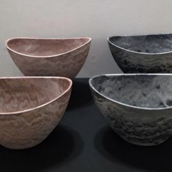 *** REDUCED *** PAIRs of LaDoVita Large Retro Oval Planters (Green / Golden) @ Lasting Creations