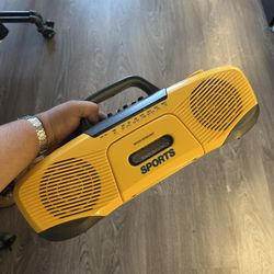 Vintage Sony Yellow Sports AM/FM Portable Boombox Cassette Player Water Resistant Radio Retro