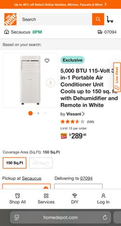 PORTABLE AC 5000BTU