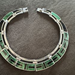 Vintage Choker Necklace Mexico TN-57 Turquoise And Black Onyx